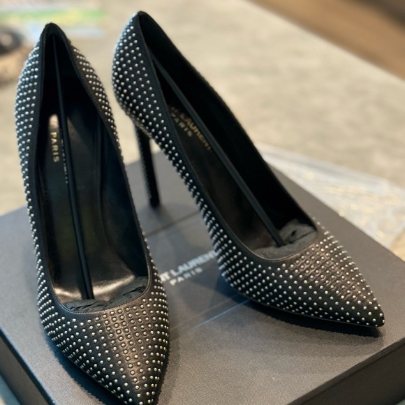 Saint Laurent Black Studded Heels - Picture 1 of 5